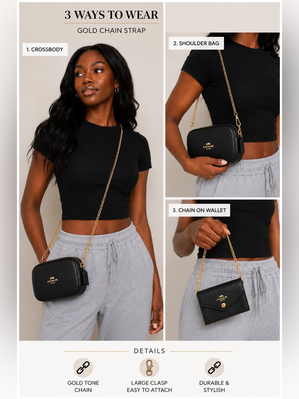 Gold Chain Bag Strap, Chain On Wallet Strap